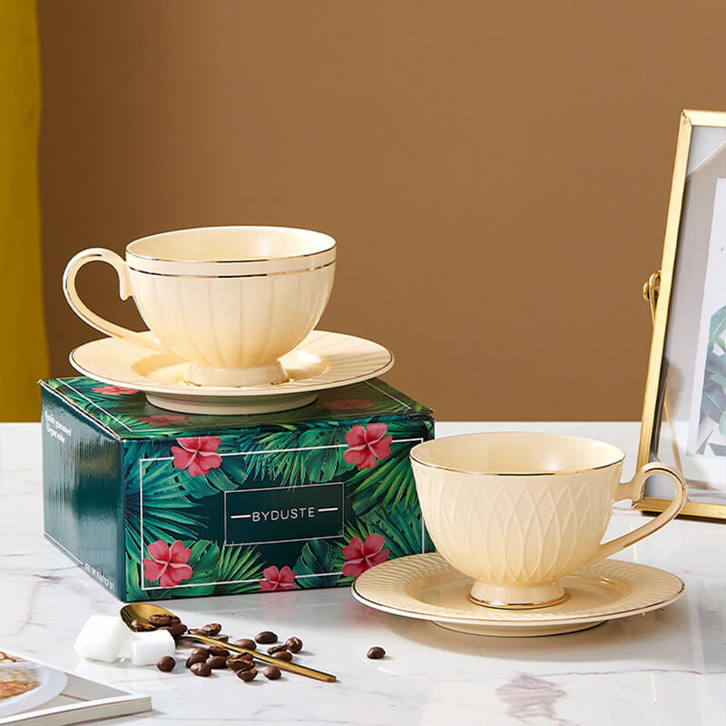 MOREUSHOP | Retro Ceramic Coffee Cup And Saucer Set – Moreushop®