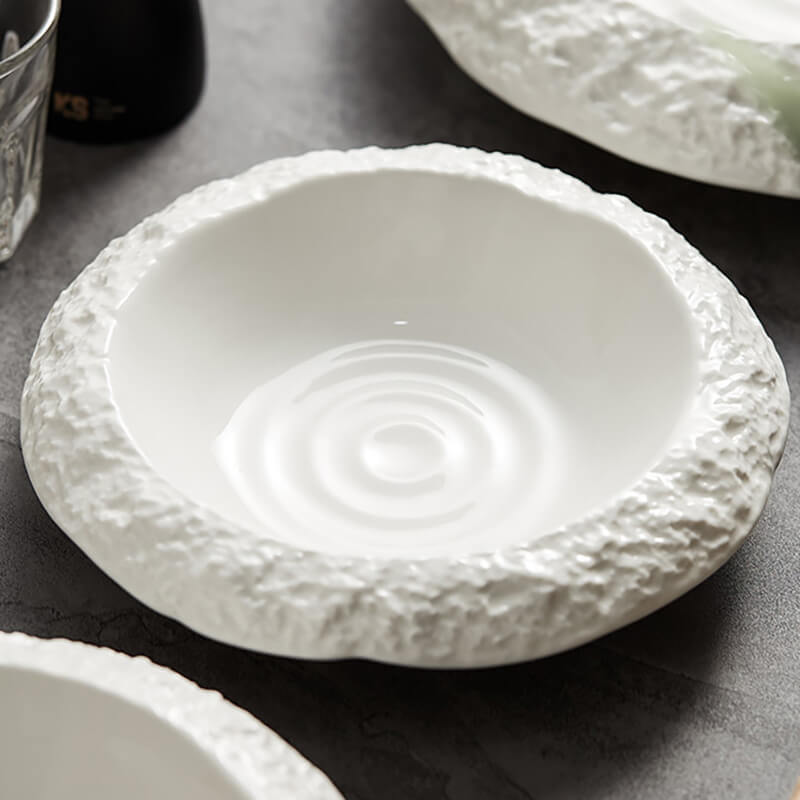 Rock Textured Ceramic Soup Plate