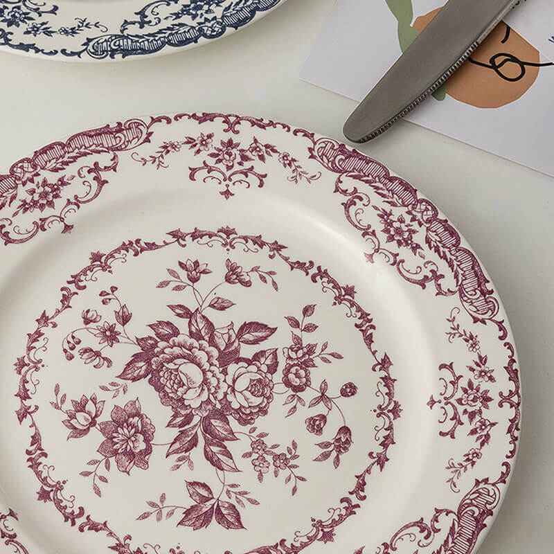 Rose Print Ceramic Dinner Plate