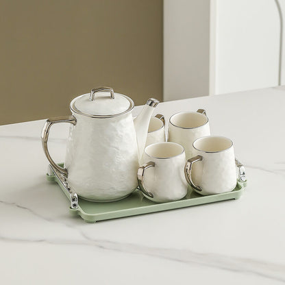 Silver Edge Ceramic Teapot Set