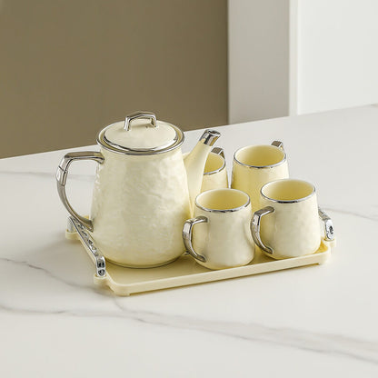 Silver Edge Ceramic Teapot Set