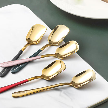 Simple Stainless Steel Dessert Spoon 5pcs Set
