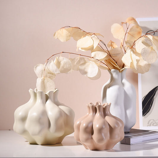 Solid Color Cream Ceramic Vase