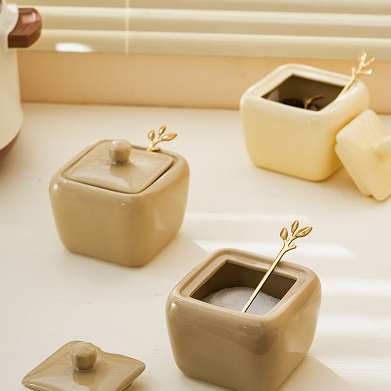 Square Ceramic Seasoning Jar Set