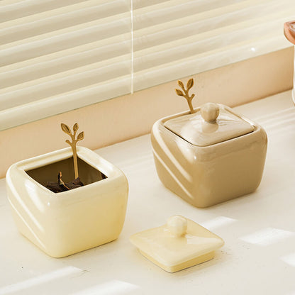 Square Ceramic Seasoning Jar Set