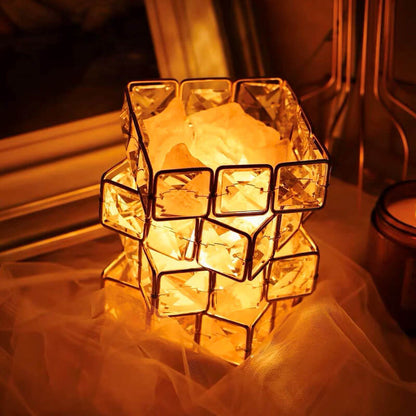 Square Salt Stone Crystal Lamp