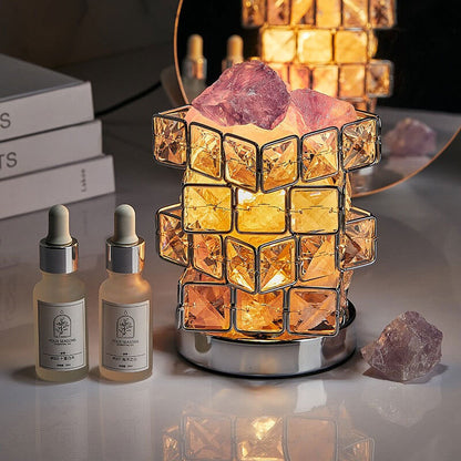 Square Salt Stone Crystal Lamp