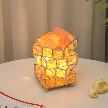 Square Salt Stone Crystal Lamp