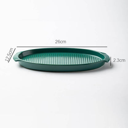 Striped Oval Ceramic Baking Pan