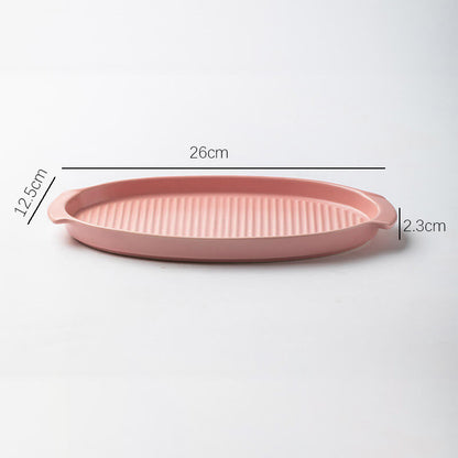 Striped Oval Ceramic Baking Pan