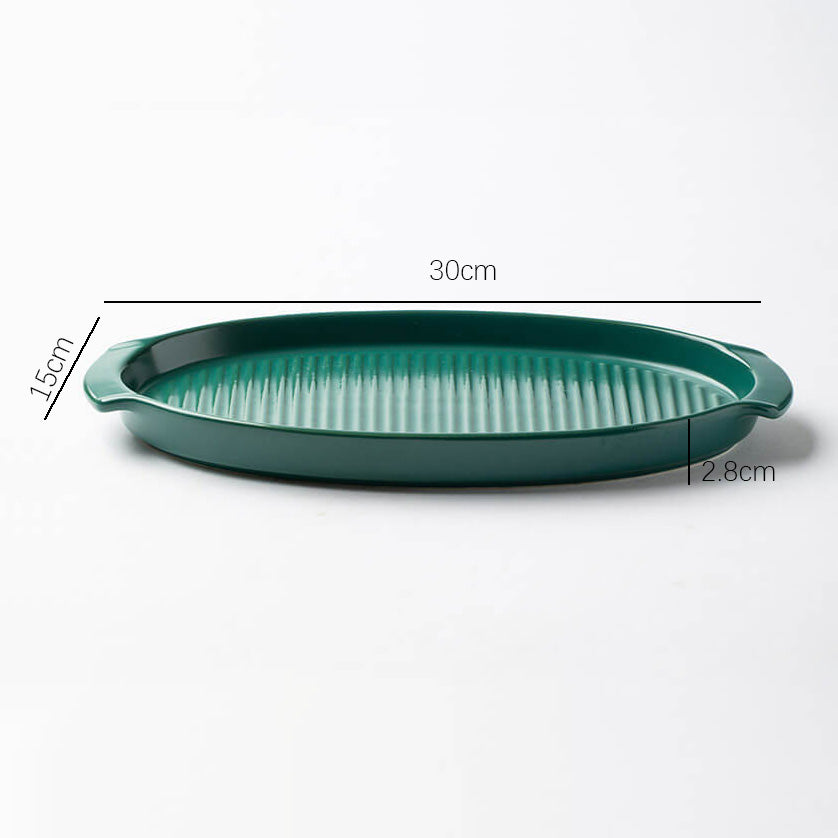 Striped Oval Ceramic Baking Pan