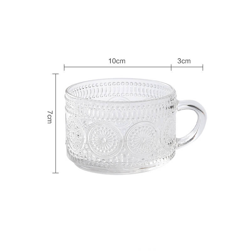 Sunflower Embossed Glass Cup