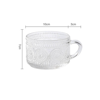 Sunflower Embossed Glass Cup