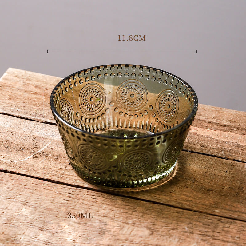 Sunflower Embossed Straight Sided Glass Bowl