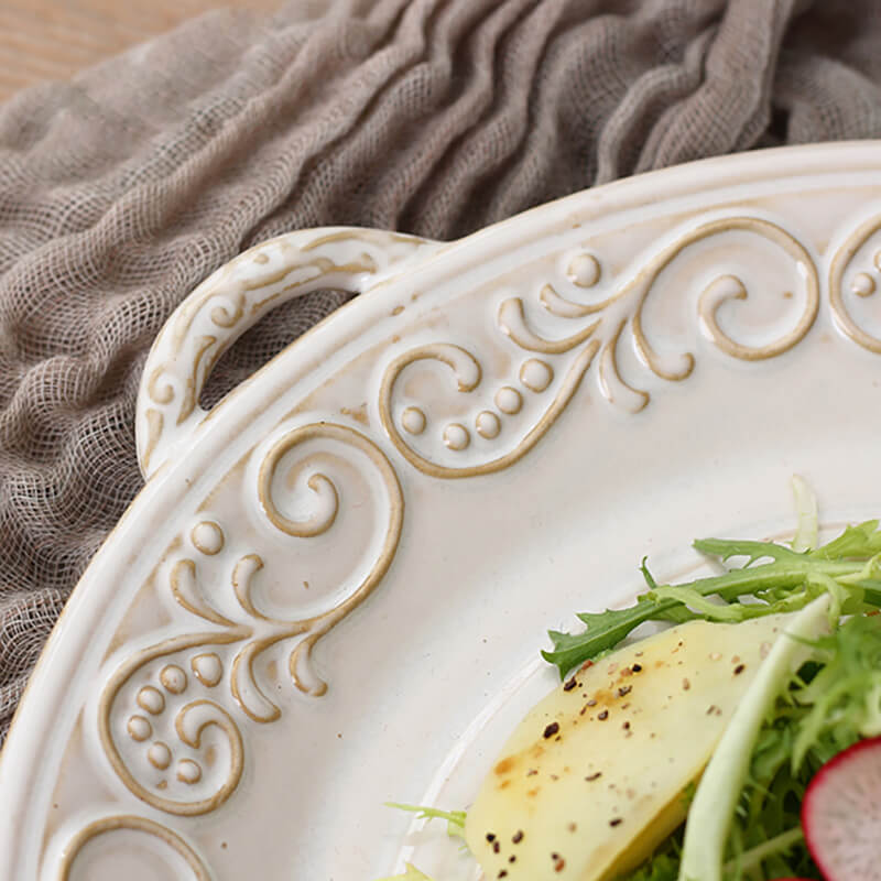 Vintage Embossed Ceramic Dinner Plate