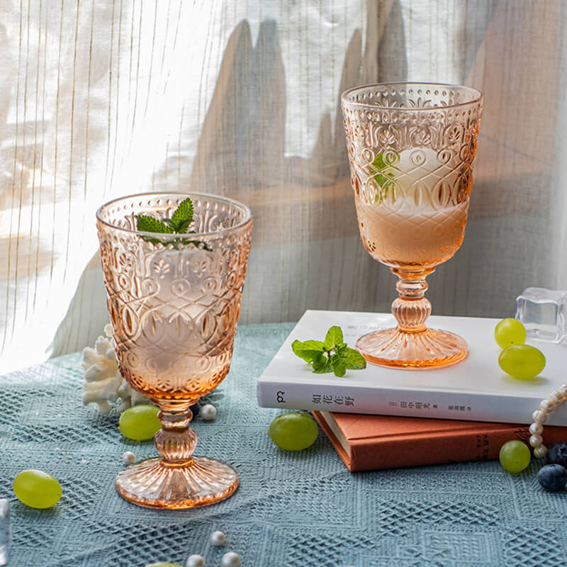 Pearlescent Vintage Embossed Glass Cup