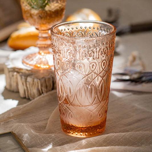Pearlescent Vintage Embossed Glass Cup