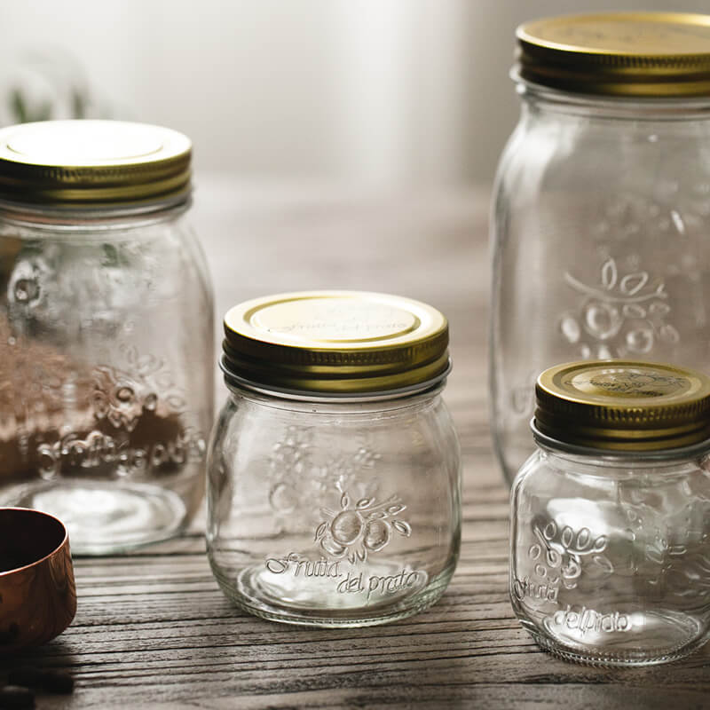 Vintage Embossed Glass Storage Jar