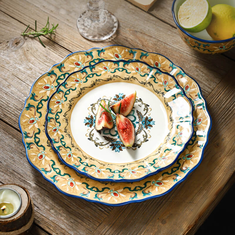 Vintage Hand Painted Ceramic Dinner Plate