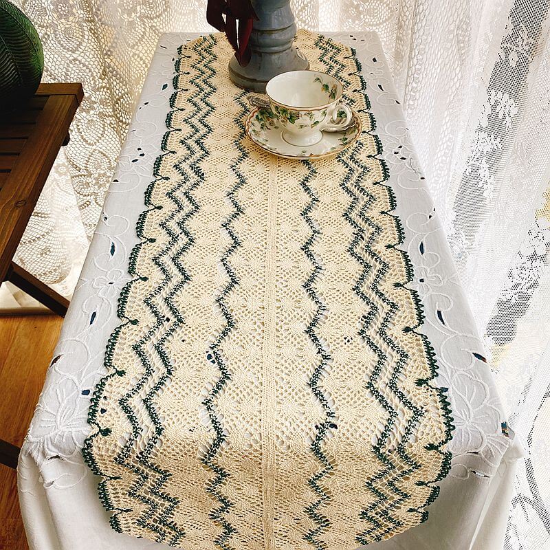 Wave Hollow Macrame Table Runner