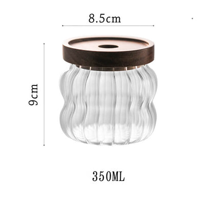 Wavy Striped Glass Storage Jar
