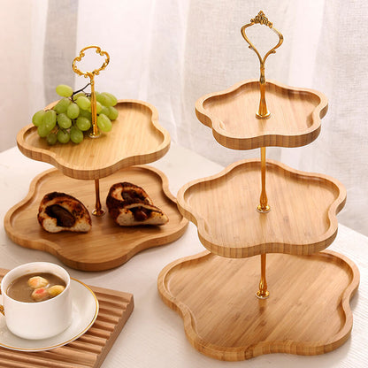 Wooden Flower-Shaped Multi-Layer Dessert Stand