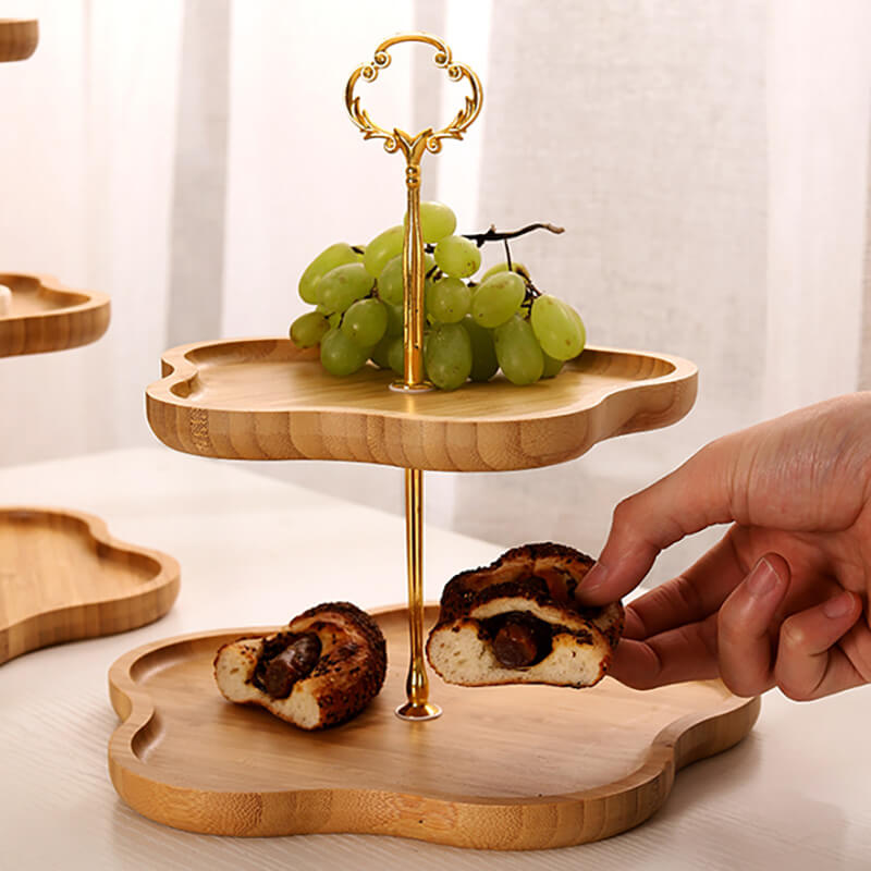Wooden Flower-Shaped Multi-Layer Dessert Stand