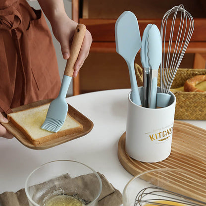 Wooden Handle Silicone Baking Set