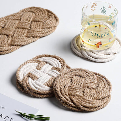 Hand Made Woven Cotton Linen Coaster