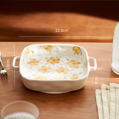 Yellow Flower Ceramic Baking Tableware