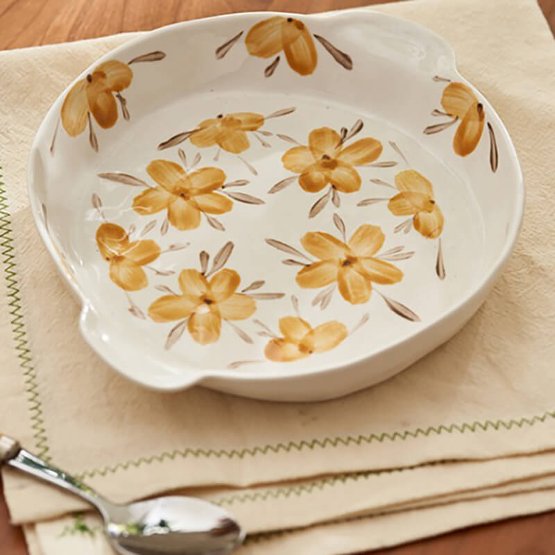 Yellow Flower Ceramic Baking Tableware