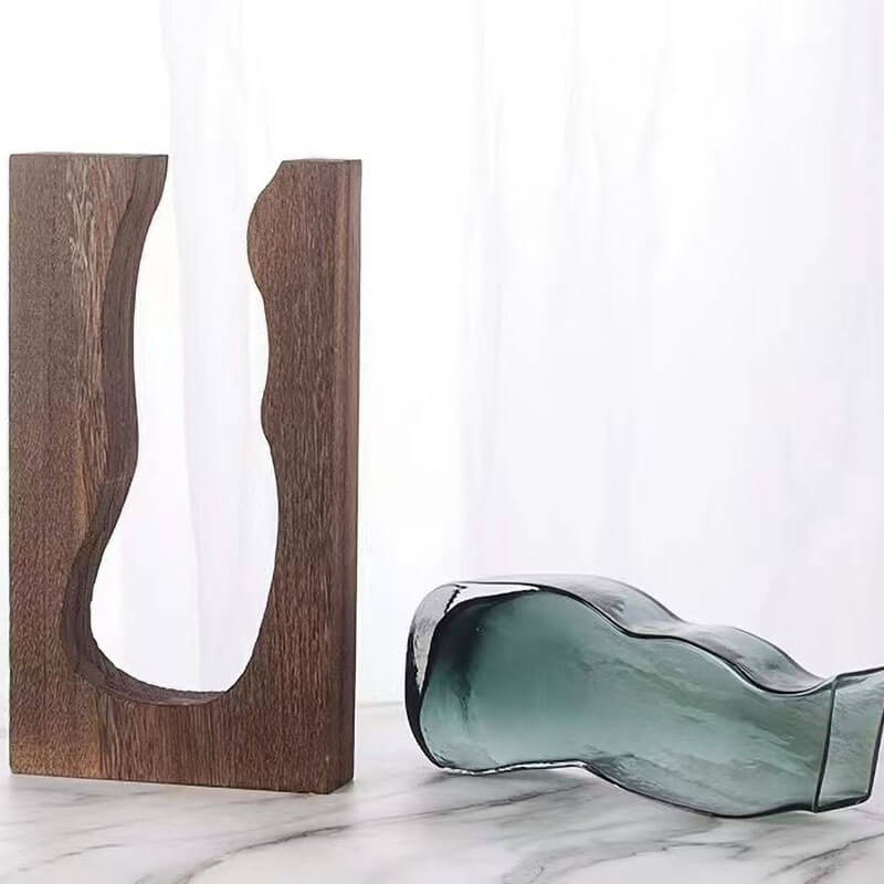 Wooden Holder Glass Vase