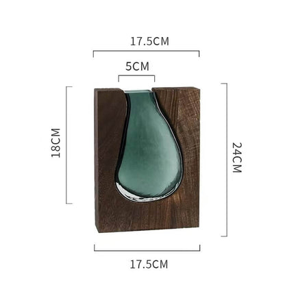 Wooden Holder Glass Vase