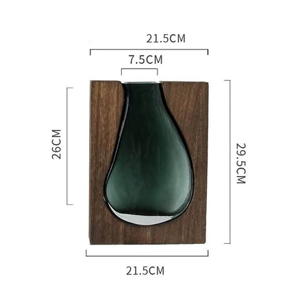 Wooden Holder Glass Vase