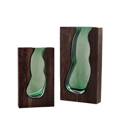 Wooden Holder Glass Vase