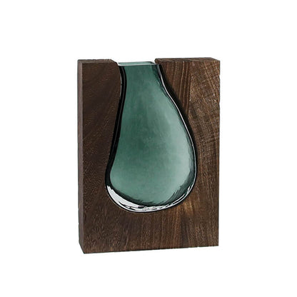 Wooden Holder Glass Vase