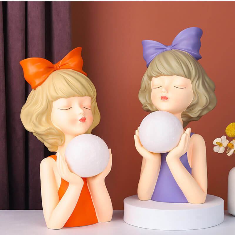 Cute Girl Resin Night Lamp