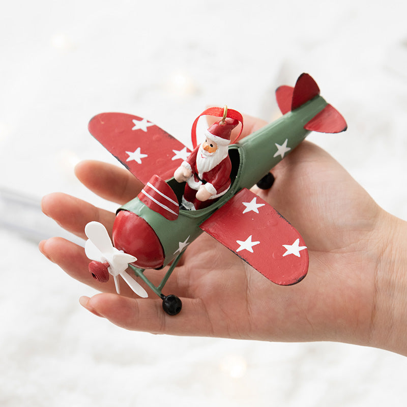 Christmas Airplane Iron Ornament