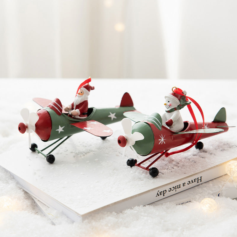 Christmas Airplane Iron Ornament