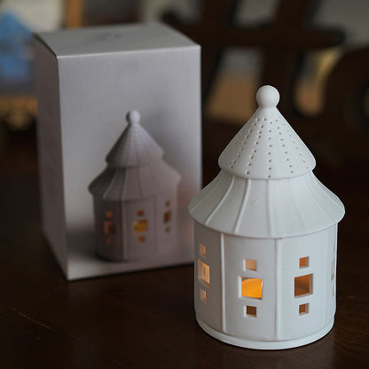 Christmas House Ceramic Candle Holder