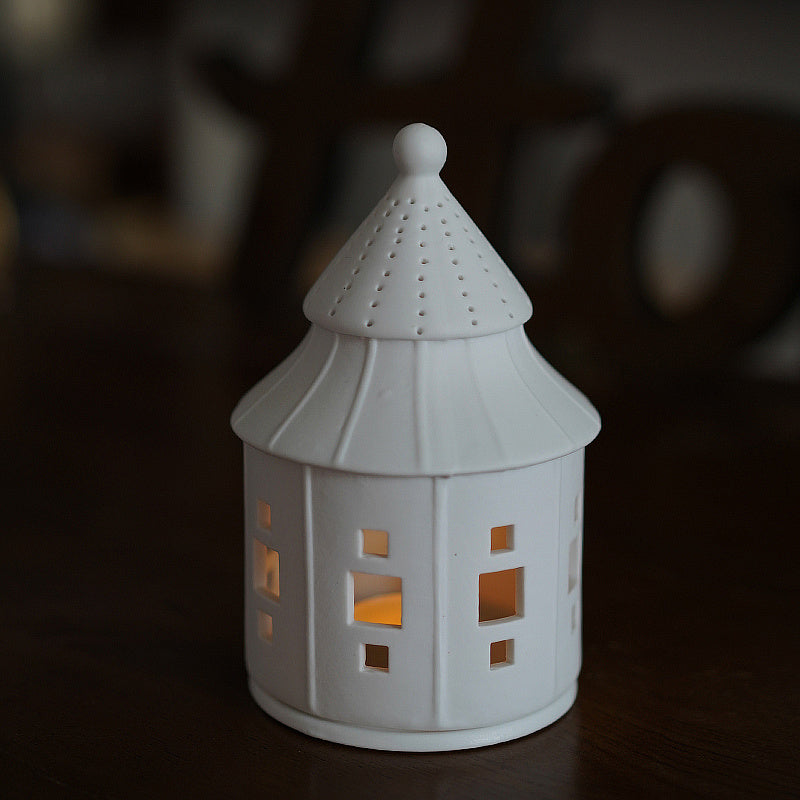 Christmas House Ceramic Candle Holder