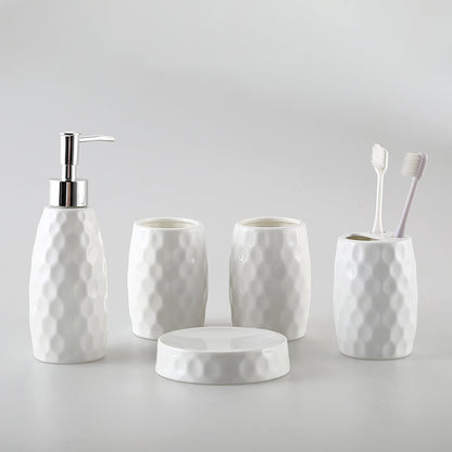 Diamond Pattern Ceramic Bathroom Set