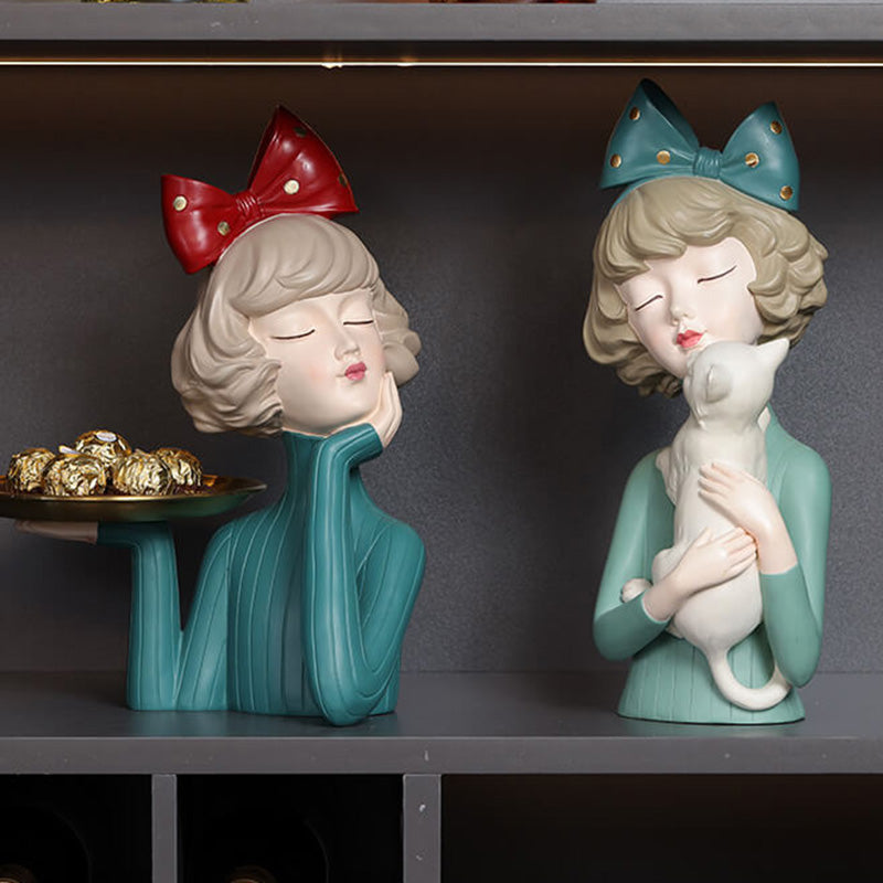 Bowknot Girl's Resin Storage Decoration