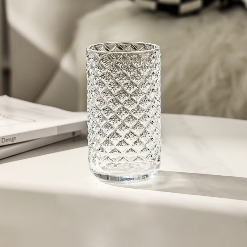 Embossed Ribbed Glass Cup