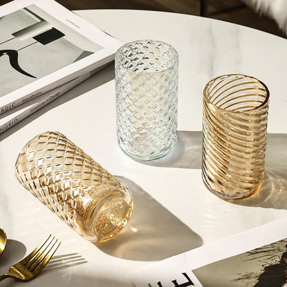 Embossed Ribbed Glass Cup