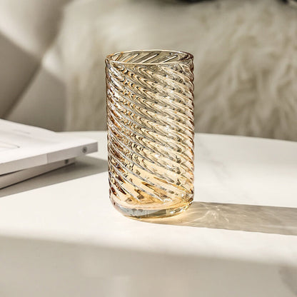 Embossed Ribbed Glass Cup