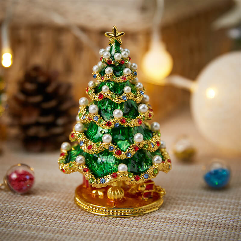 Enamel Crystal Christmas Tree Decoration