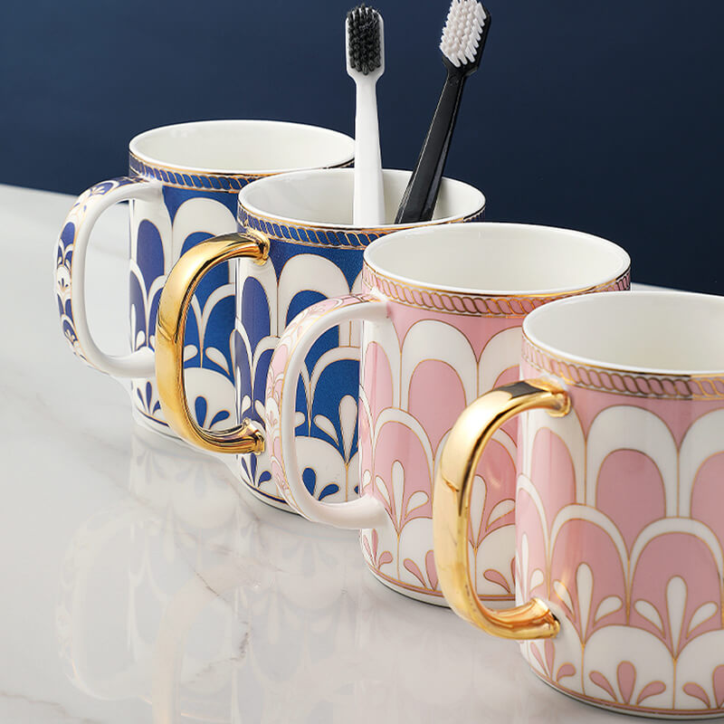 Feather Pattern Ceramic Bathroom Set