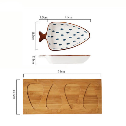 Fishtail Ceramic Snack Plate Set