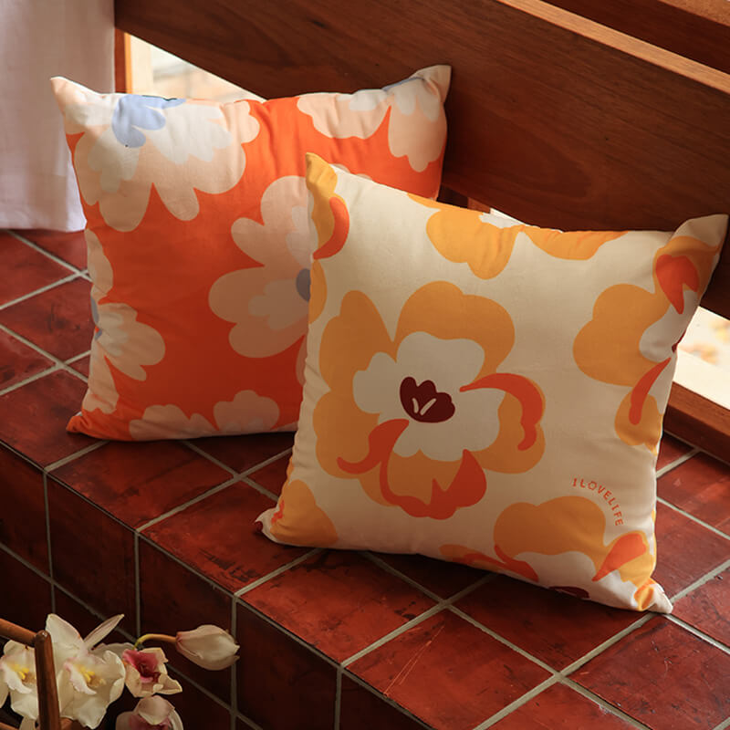 Flower Pattern Throw Pillow Cover